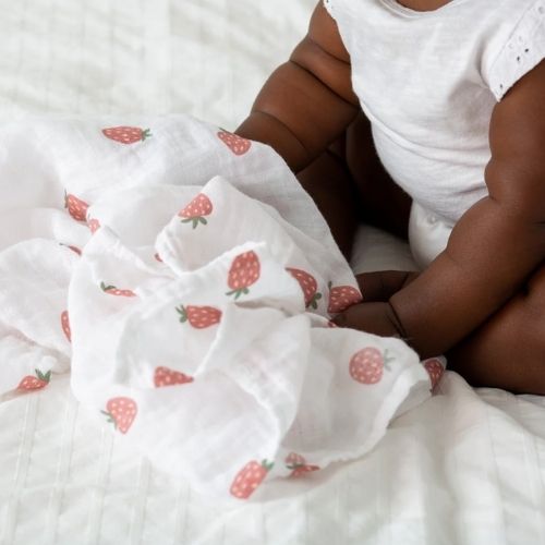 Muslin Swaddle Blanket - Strawberries