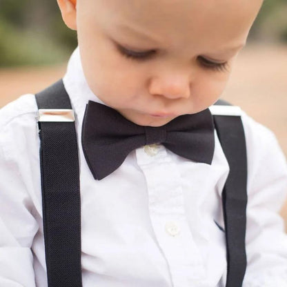 Bow Tie & Suspenders Set - Navy Blue Seersucker