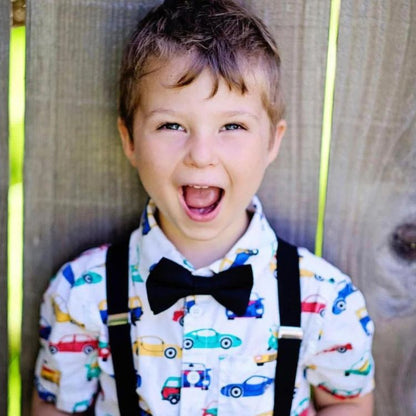 Bow Tie & Suspenders Set - Wine Polka Dot