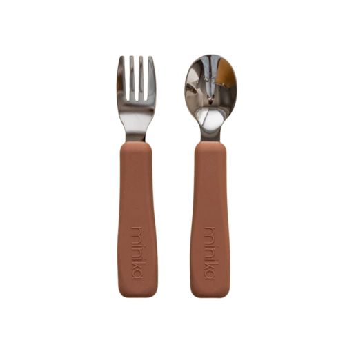 Silicone Fork and Spoon Set - Cacao