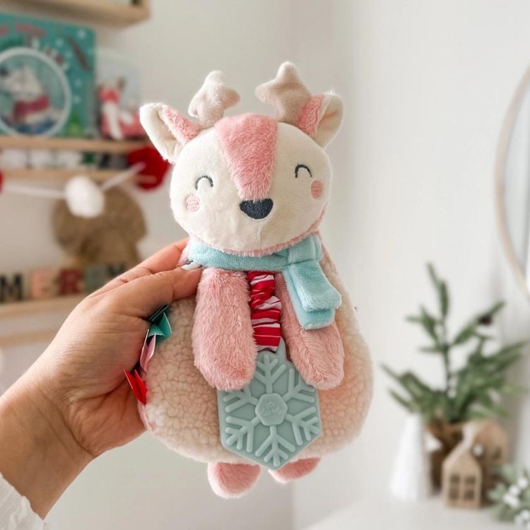 Itzy Lovey™ Pink Reindeer Plush + Teether Toy