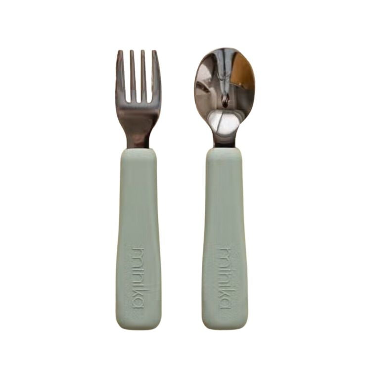 Silicone Fork and Spoon Set - Sage