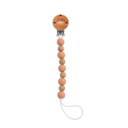 Wood & Silicone Pacifier Clip - Pink Salt