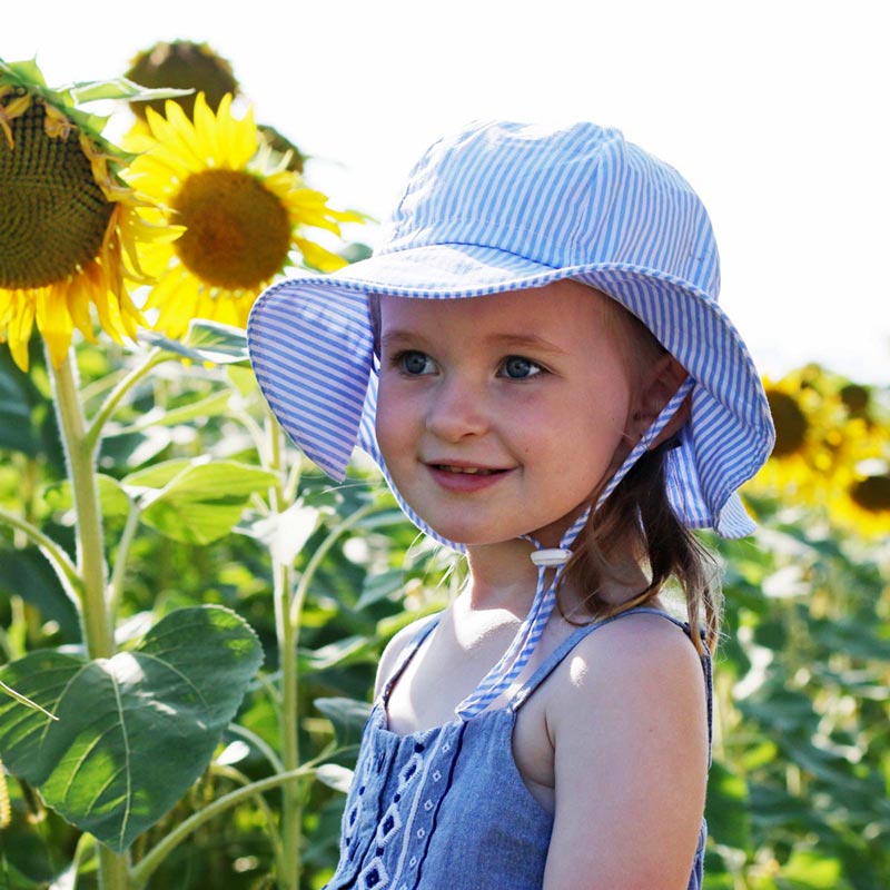 Cotton Floppy Hat - Blue Stripes