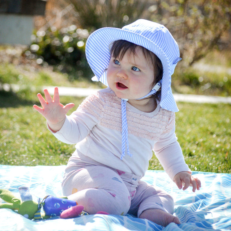 Cotton Floppy Hat - Blue Stripes